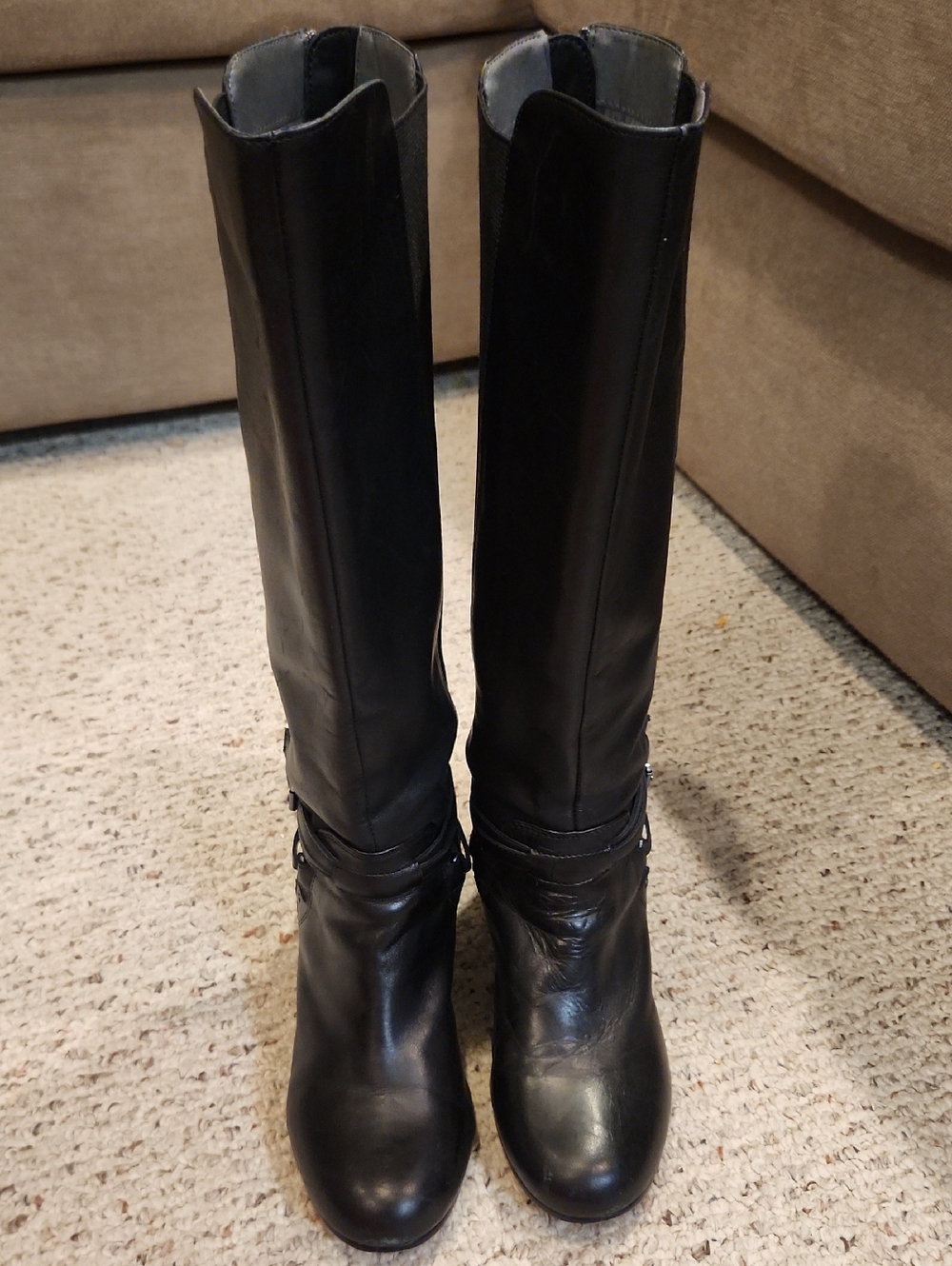 Adrienne Vittadini Black Knee-High Women’s Leather Boots Sz. 8M